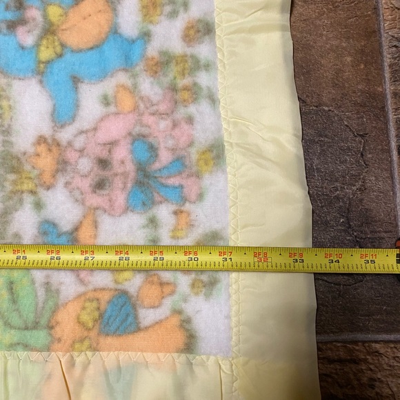 Baby Unisex Vintage Yellow Teddy Bear Bird Cloud Blanket - Picture 3 of 6